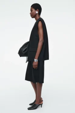 Best COS LONGLINE WOOL-BLEND TWILL VEST BLACK