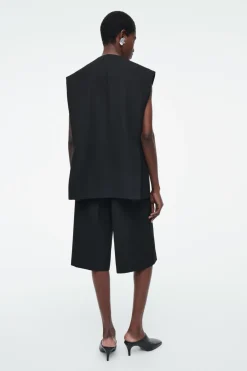 Best COS LONGLINE WOOL-BLEND TWILL VEST BLACK