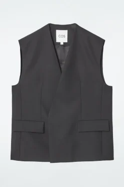 Best COS LONGLINE WOOL-BLEND TWILL VEST BLACK