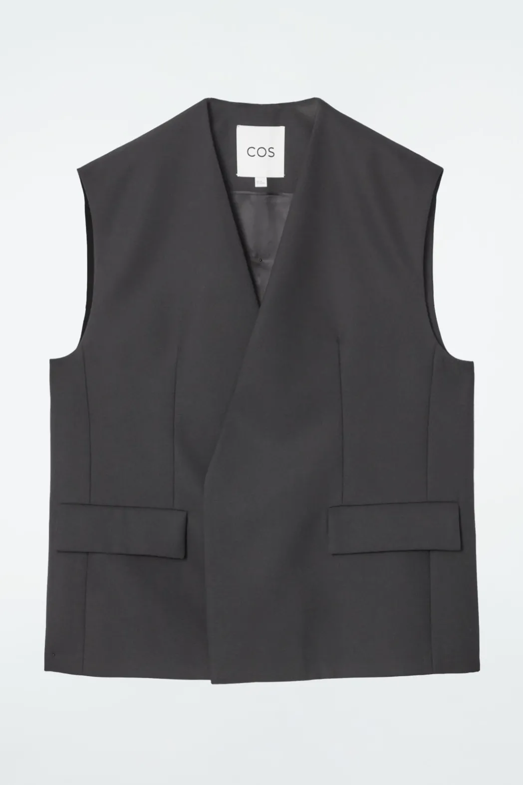Best COS LONGLINE WOOL-BLEND TWILL VEST BLACK