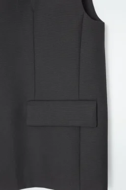 Best COS LONGLINE WOOL-BLEND TWILL VEST BLACK