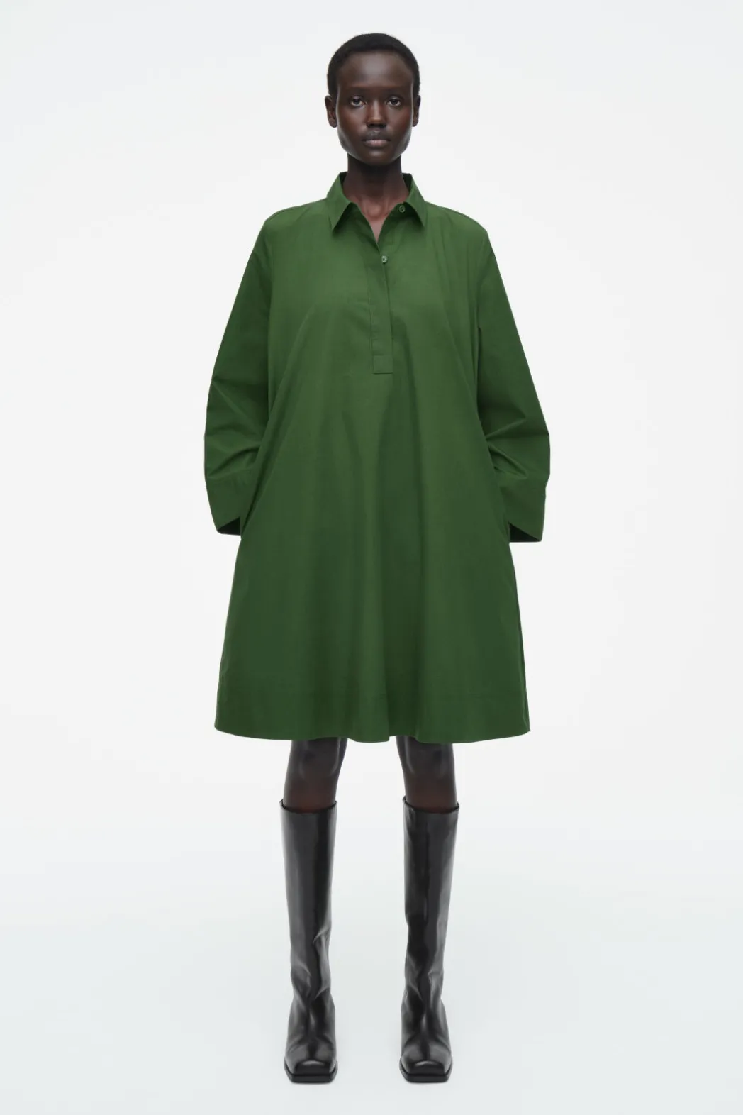 Clearance COS LONG-SLEEVED A-LINE SHIRT DRESS GREEN