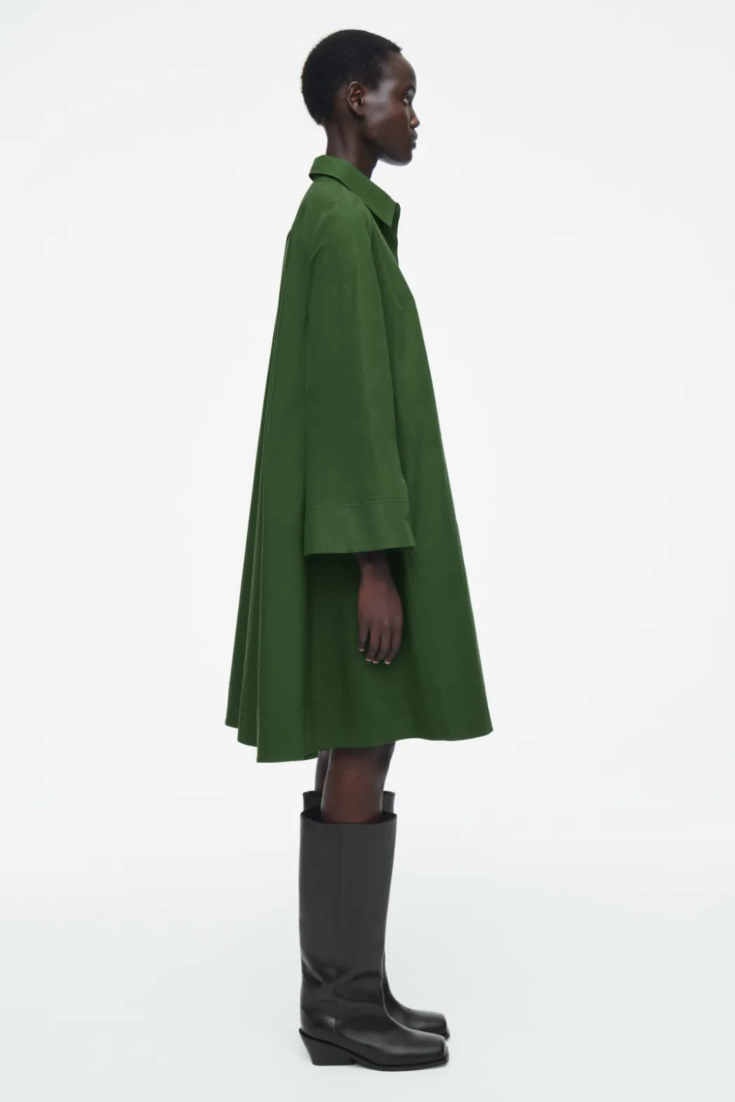 Clearance COS LONG-SLEEVED A-LINE SHIRT DRESS GREEN