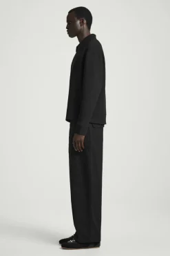 Sale COS LONG-SLEEVED HALF-ZIP POLO SHIRT BLACK