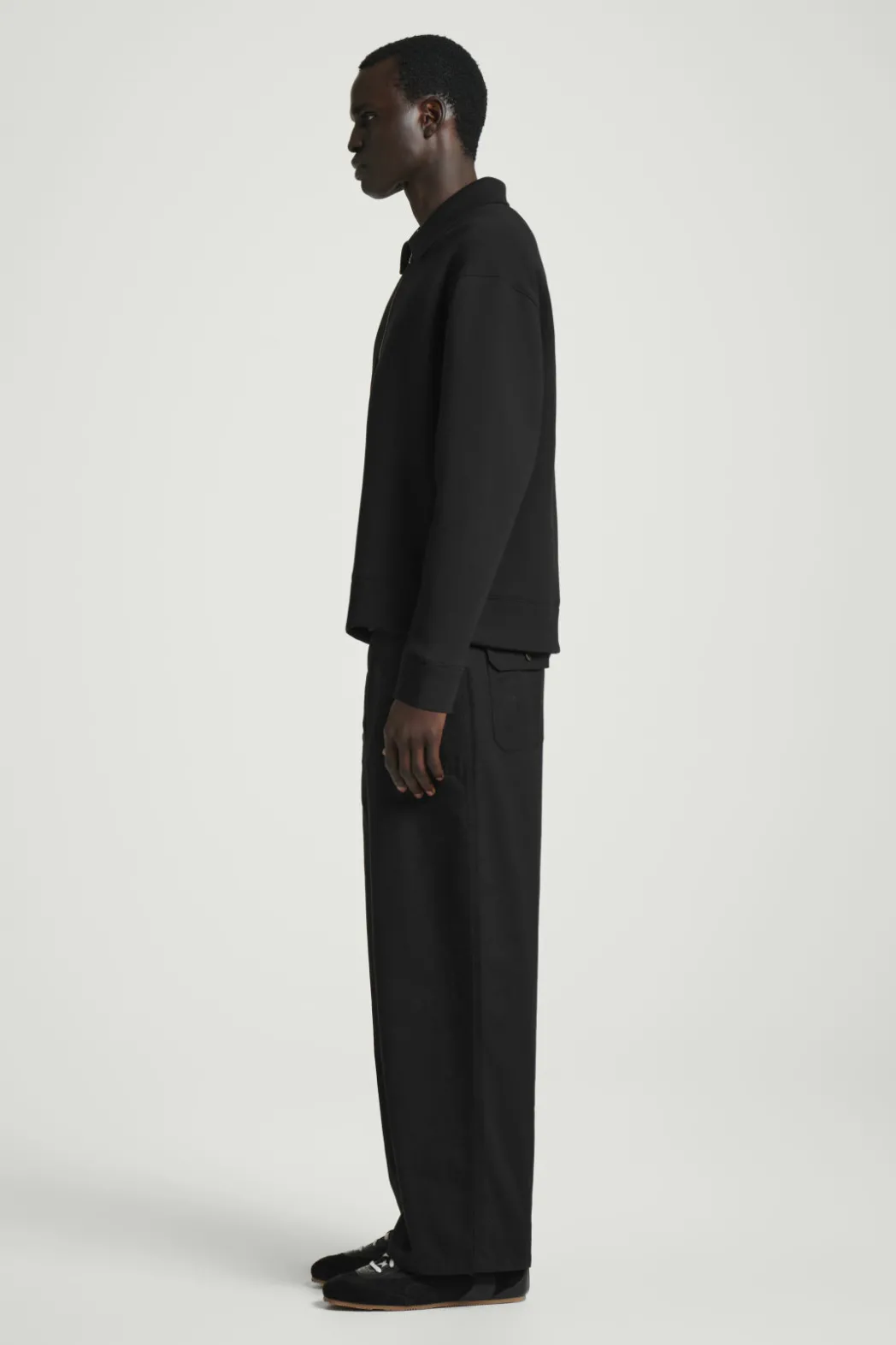 Sale COS LONG-SLEEVED HALF-ZIP POLO SHIRT BLACK