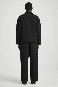 Sale COS LONG-SLEEVED HALF-ZIP POLO SHIRT BLACK