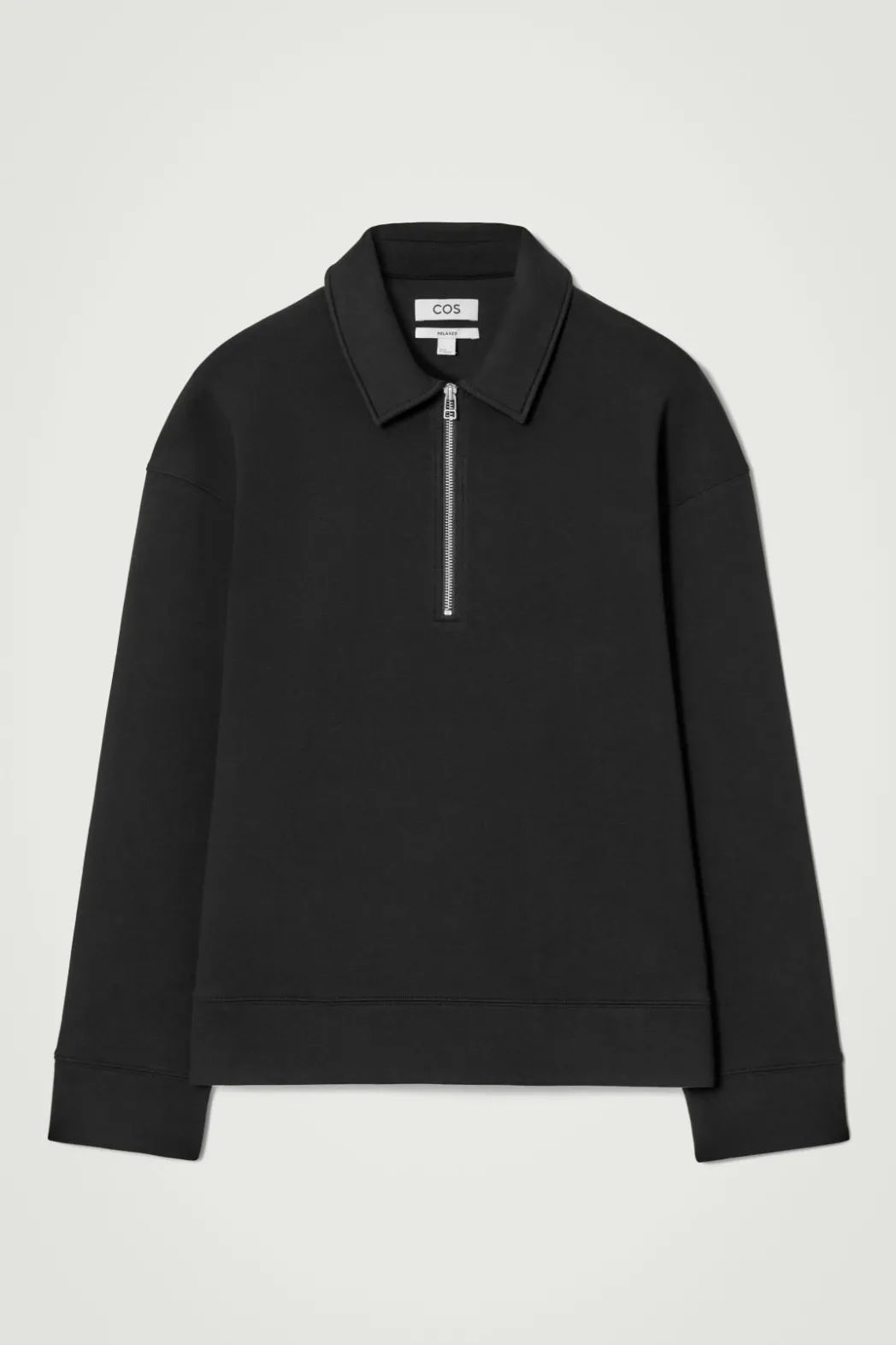 Sale COS LONG-SLEEVED HALF-ZIP POLO SHIRT BLACK