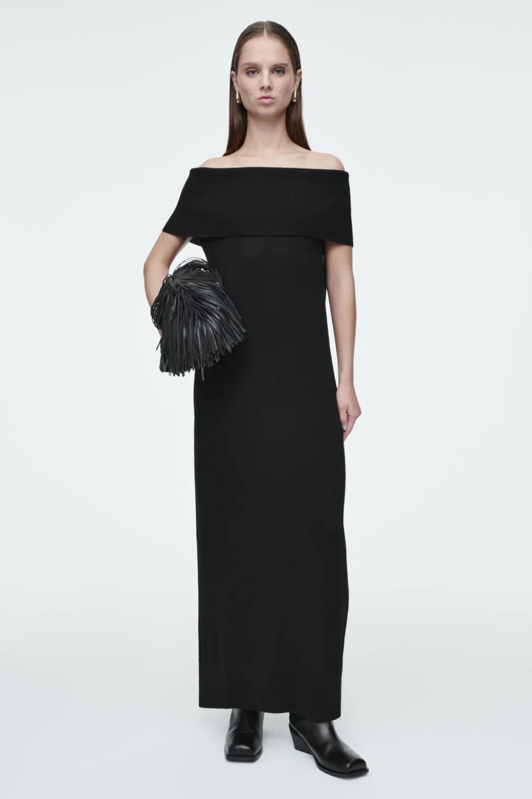 Hot COS MERINO WOOL BARDOT DRESS BLACK