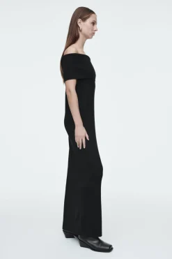 Hot COS MERINO WOOL BARDOT DRESS BLACK