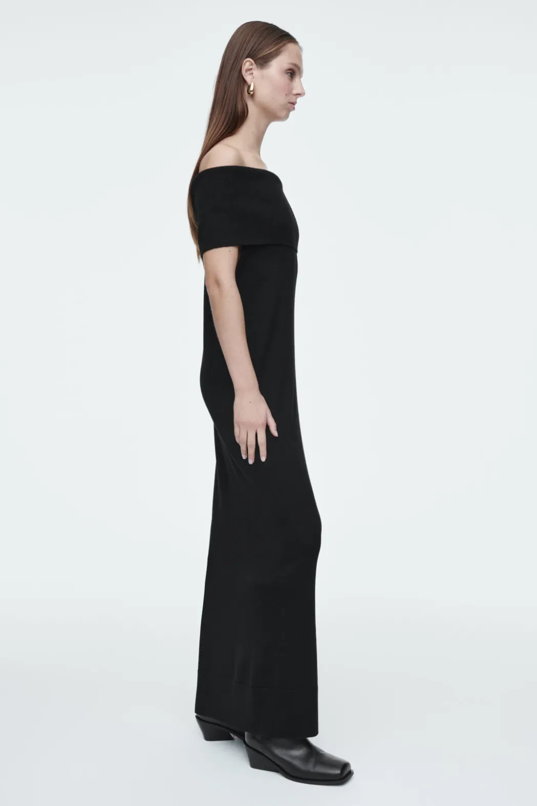 Hot COS MERINO WOOL BARDOT DRESS BLACK