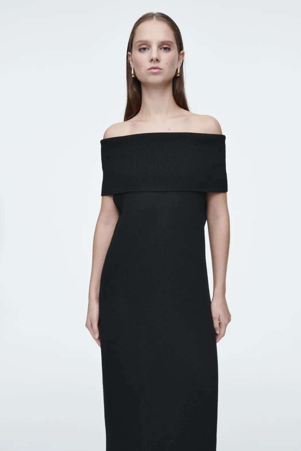 Hot COS MERINO WOOL BARDOT DRESS BLACK