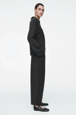 Hot COS MERINO WOOL BARREL-LEG TROUSERS CHARCOAL MÉLANGE