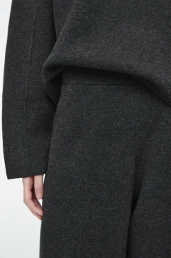 Hot COS MERINO WOOL BARREL-LEG TROUSERS CHARCOAL MÉLANGE