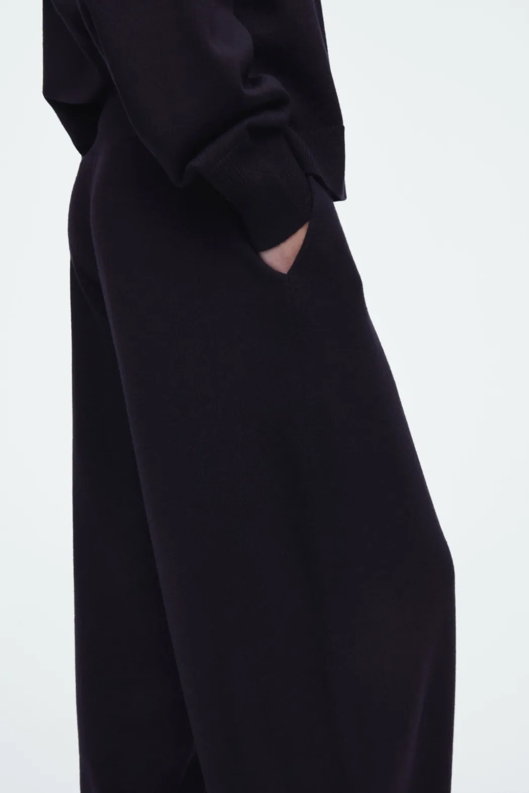 Best COS MERINO WOOL BARREL-LEG TROUSERS NAVY