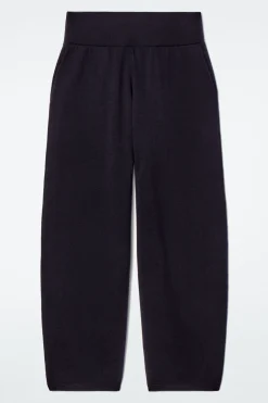 Best COS MERINO WOOL BARREL-LEG TROUSERS NAVY