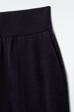 Best COS MERINO WOOL BARREL-LEG TROUSERS NAVY