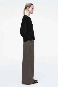 COS MERINO WOOL CREW-NECK CARDIGAN BLACK