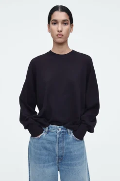 New COS MERINO WOOL CREW-NECK JUMPER NAVY