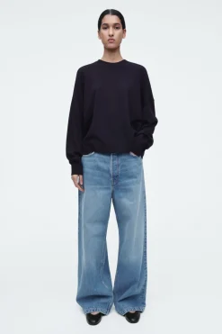 New COS MERINO WOOL CREW-NECK JUMPER NAVY
