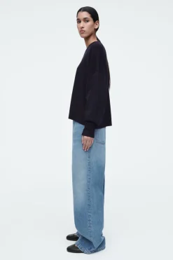 New COS MERINO WOOL CREW-NECK JUMPER NAVY