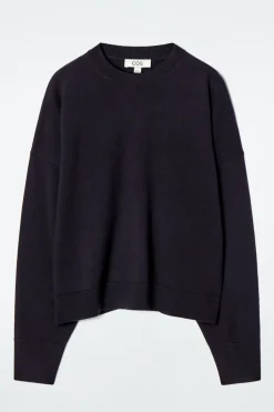 New COS MERINO WOOL CREW-NECK JUMPER NAVY