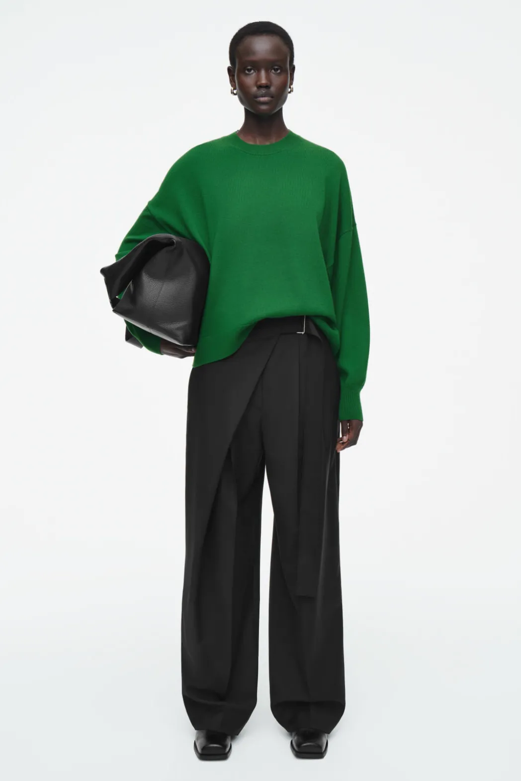 Best COS MERINO WOOL CREW-NECK JUMPER DARK GREEN
