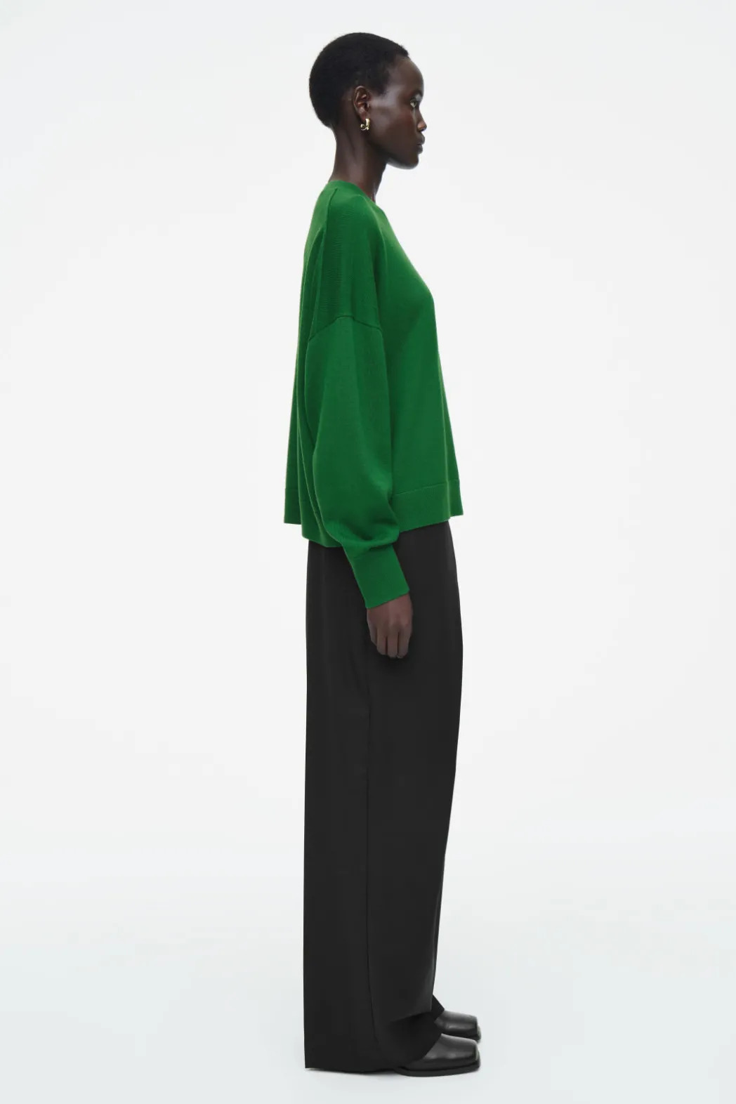 Best COS MERINO WOOL CREW-NECK JUMPER DARK GREEN
