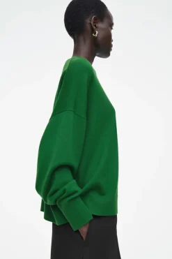 Best COS MERINO WOOL CREW-NECK JUMPER DARK GREEN