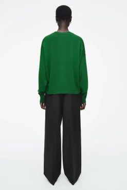 Best COS MERINO WOOL CREW-NECK JUMPER DARK GREEN