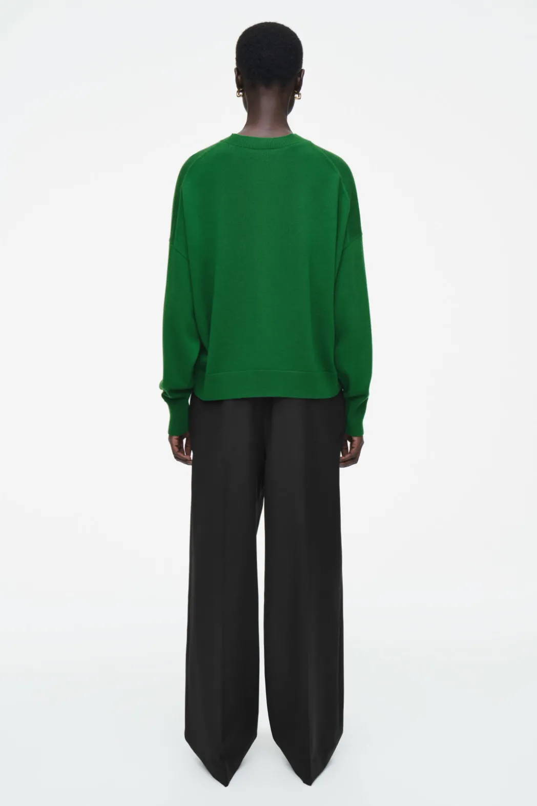 Best COS MERINO WOOL CREW-NECK JUMPER DARK GREEN
