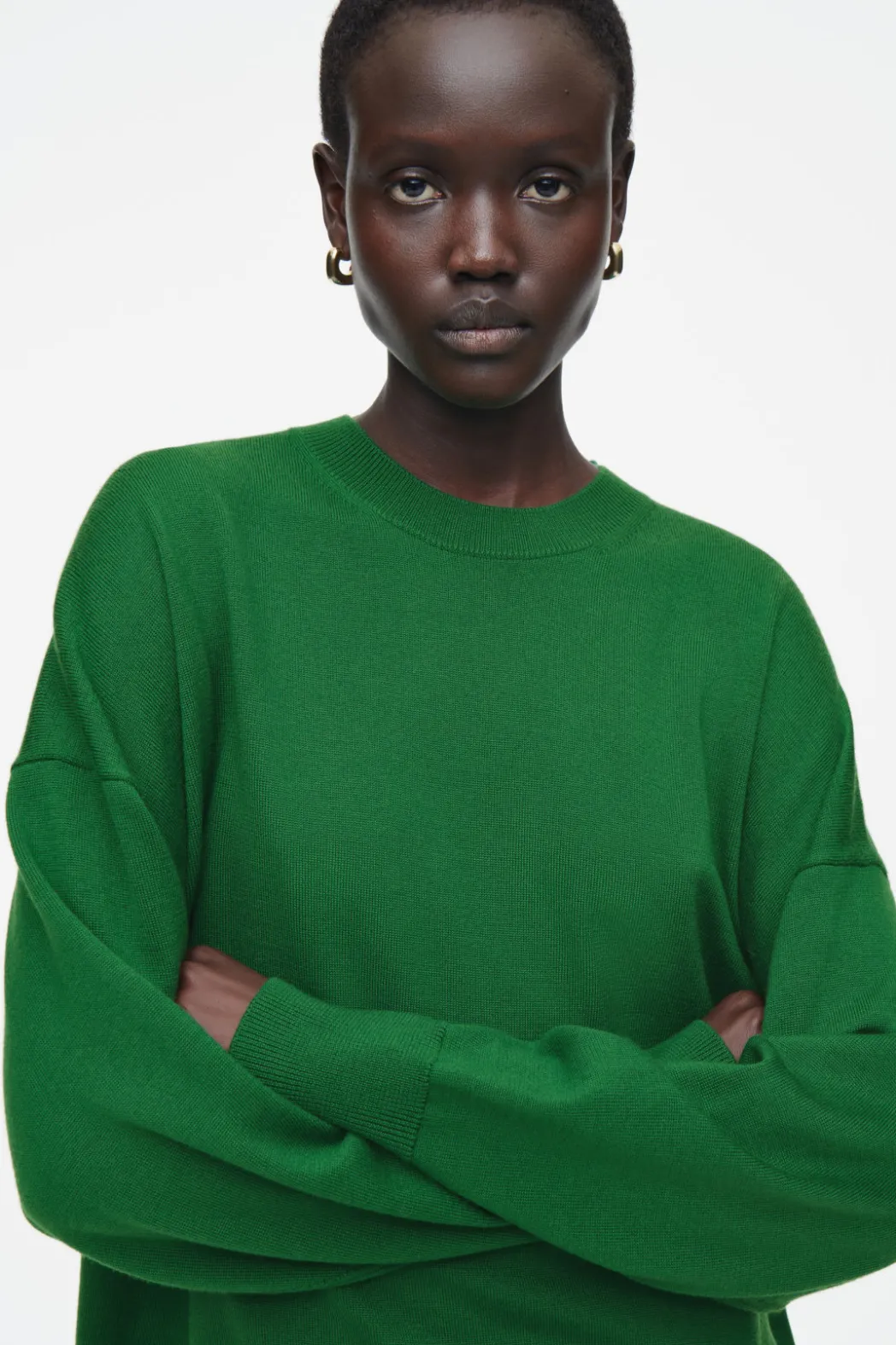 Best COS MERINO WOOL CREW-NECK JUMPER DARK GREEN