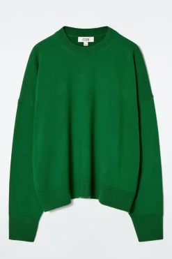Best COS MERINO WOOL CREW-NECK JUMPER DARK GREEN