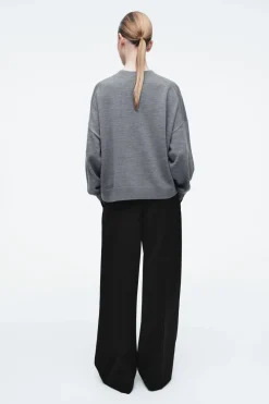 Hot COS MERINO WOOL CREW-NECK JUMPER GRAY MÉLANGE
