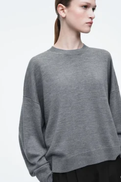 Hot COS MERINO WOOL CREW-NECK JUMPER GRAY MÉLANGE