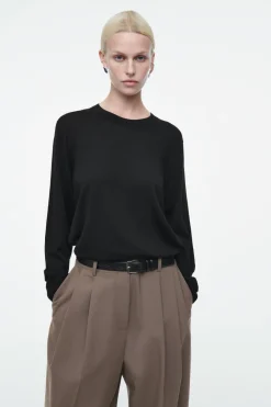 Sale COS MERINO WOOL CREW-NECK SWEATER BLACK