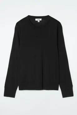 Sale COS MERINO WOOL CREW-NECK SWEATER BLACK