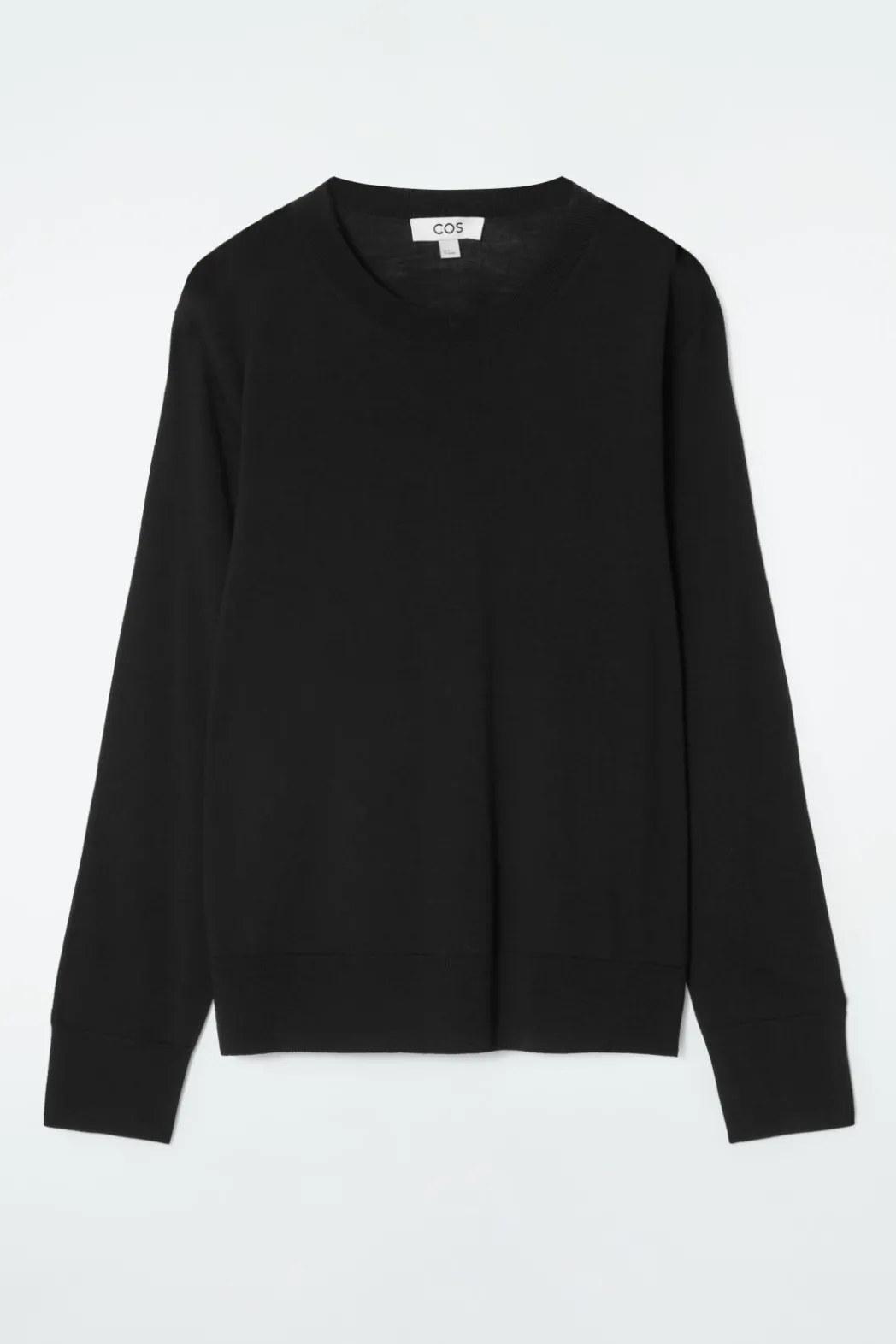 Sale COS MERINO WOOL CREW-NECK SWEATER BLACK