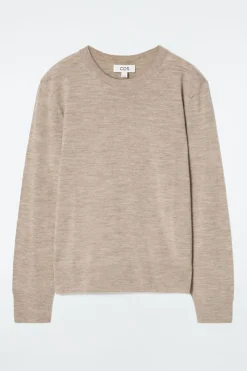 Outlet COS MERINO WOOL CREW-NECK SWEATER BEIGE / UNDYED