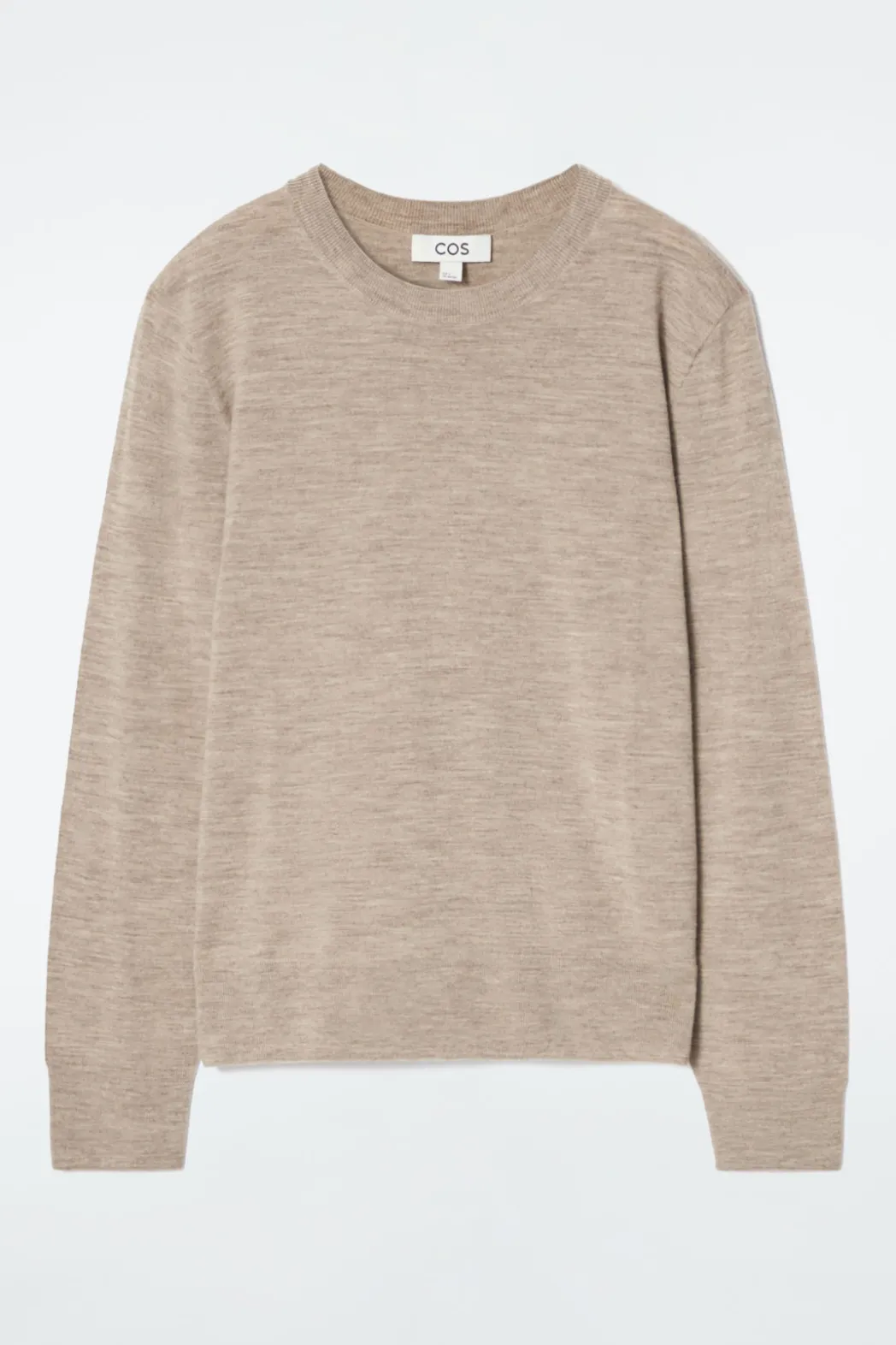 Outlet COS MERINO WOOL CREW-NECK SWEATER BEIGE / UNDYED