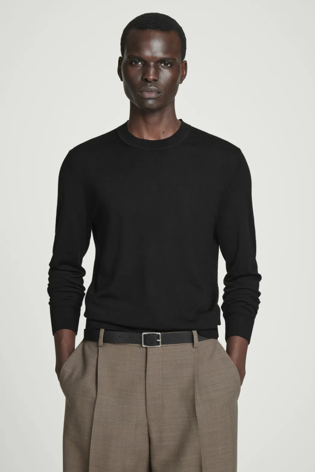 Best COS MERINO WOOL CREW-NECK SWEATER BLACK