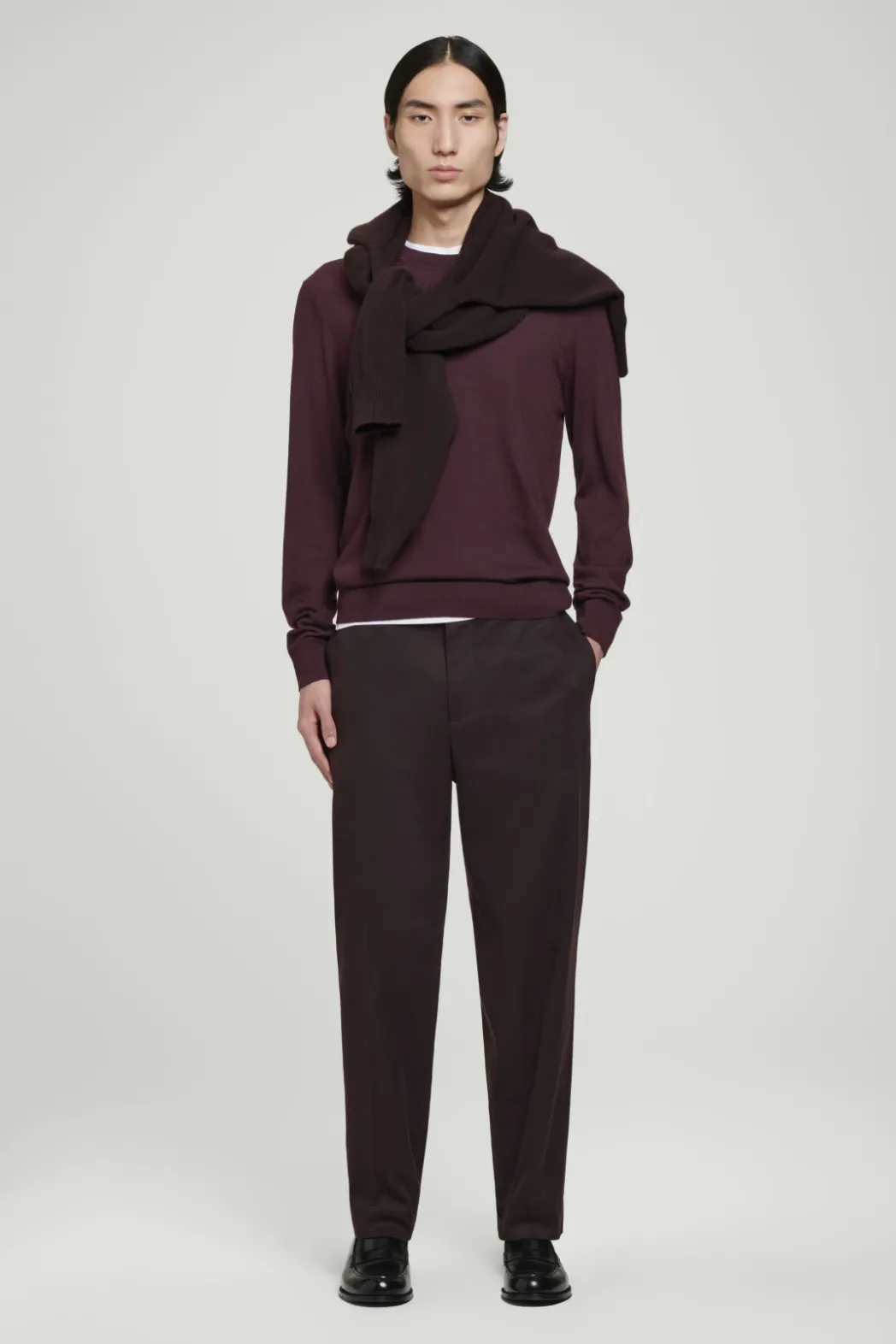 Clearance COS MERINO WOOL CREW-NECK SWEATER BURGUNDY