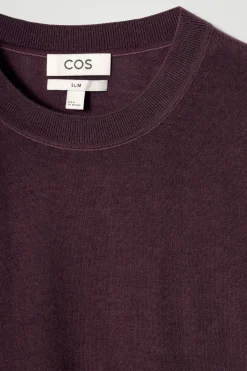 Clearance COS MERINO WOOL CREW-NECK SWEATER BURGUNDY