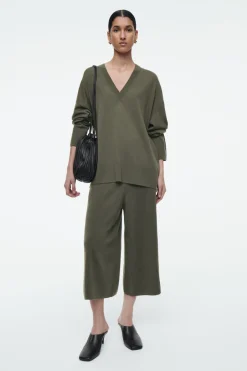 Discount COS MERINO WOOL CULOTTES DARK KHAKI