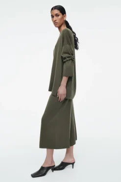 Discount COS MERINO WOOL CULOTTES DARK KHAKI