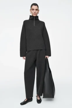 Clearance COS MERINO WOOL HALF-ZIP JUMPER CHARCOAL MÉLANGE