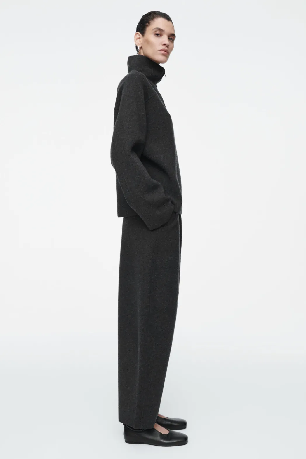 Clearance COS MERINO WOOL HALF-ZIP JUMPER CHARCOAL MÉLANGE