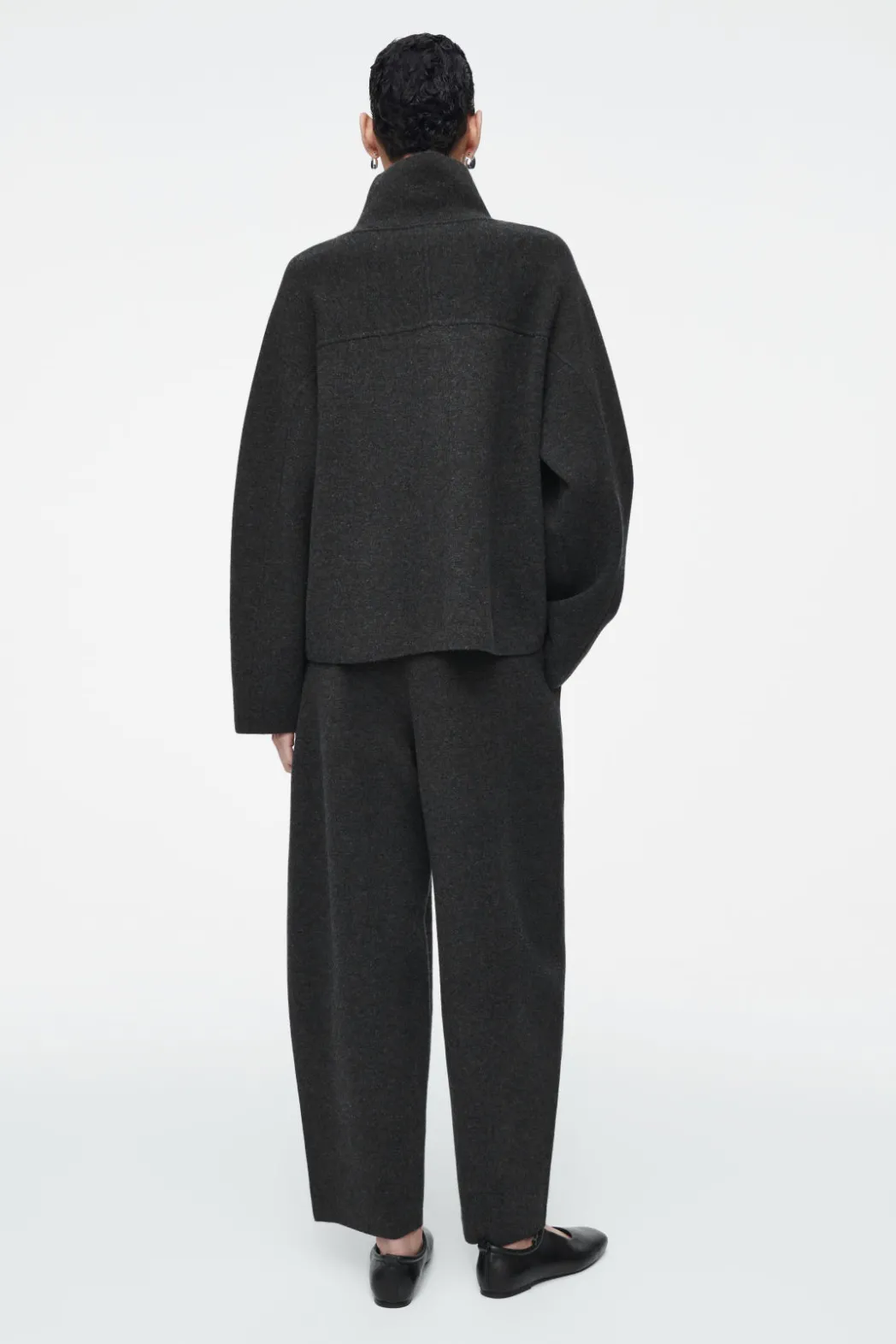 Clearance COS MERINO WOOL HALF-ZIP JUMPER CHARCOAL MÉLANGE