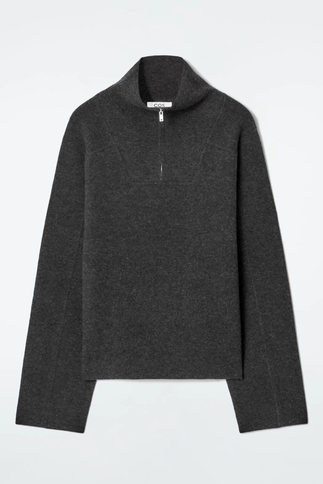 Clearance COS MERINO WOOL HALF-ZIP JUMPER CHARCOAL MÉLANGE