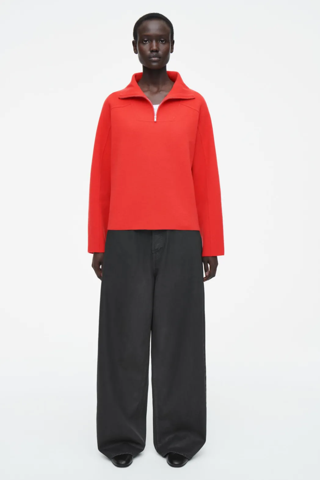 Online COS MERINO WOOL HALF-ZIP JUMPER BRIGHT RED