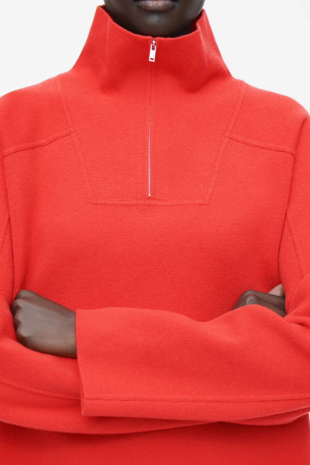 Online COS MERINO WOOL HALF-ZIP JUMPER BRIGHT RED